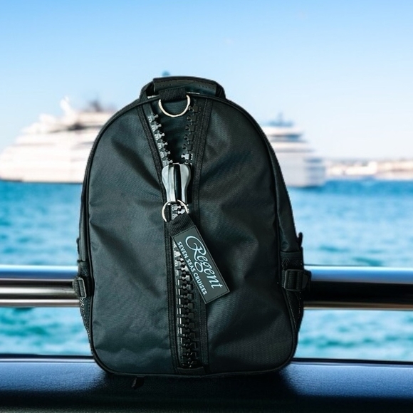 Regent Seven Seas Cruises Backpack Black ExtraLarge Zipper Front Accent Backpack - Picture 1 of 6